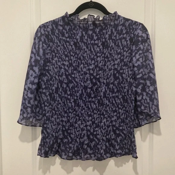 & Other Stories Blue Floral Smocked Blouse in Women's Size 12 - Picture 6 of 9